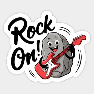 Rock On!! Cute Rock Music Pun Sticker